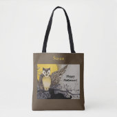 Night Owl Wing on Branch Moon Tote Bag (Voorkant)