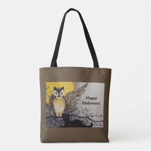  Night Owl Wing on Branch Moon Tote Bag (Achterkant)