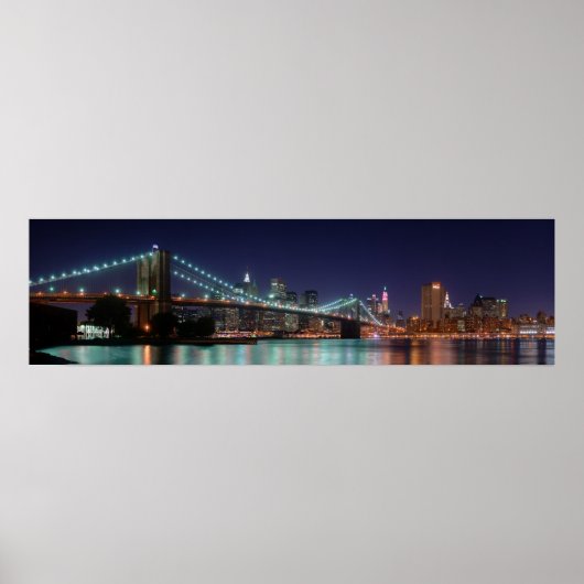 Night Panorama of Brooklyn Bridge Poster (Voorkant)