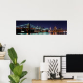 Night Panorama of Brooklyn Bridge Poster (Thuiskantoor)