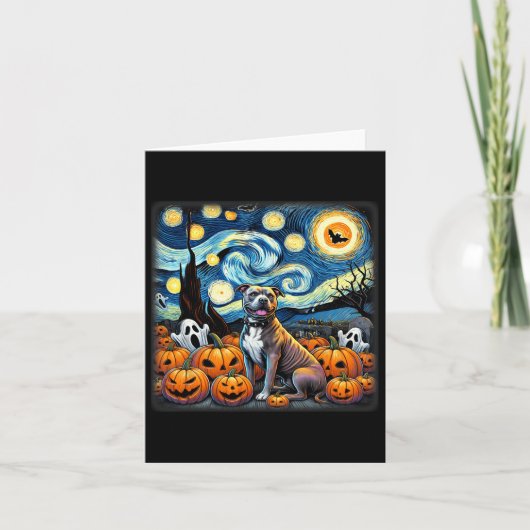 Night Pitbull Halloween Kaart (Voorkant)