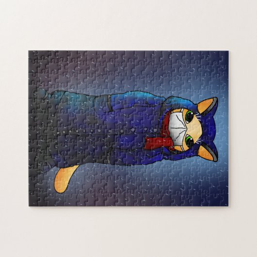 Night Rain Face Mask Cat Legpuzzel (Horizontaal)