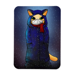Night Rain Face Mask Cat Magnet Magneet
