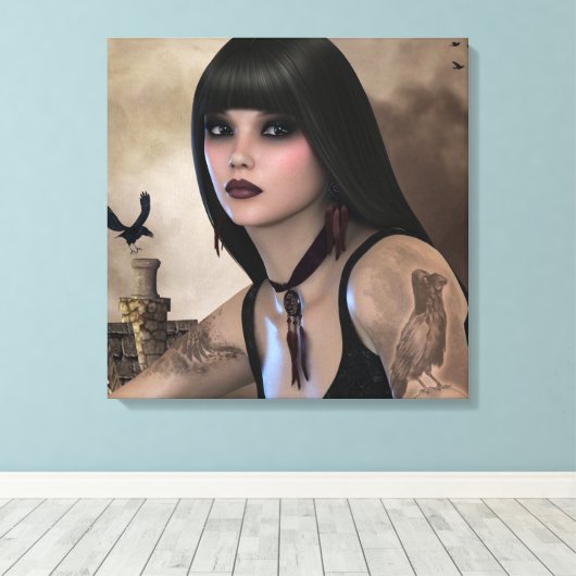 Night Raven Canvas Afdruk (Insitu (Houten vloer))