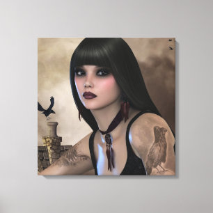 Night Raven Canvas Afdruk
