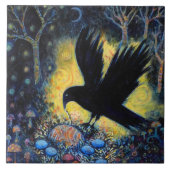 Night Raven with Nest and Eggs Tegeltje (Voorkant)