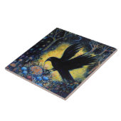 Night Raven with Nest and Eggs Tegeltje (Zijkant)