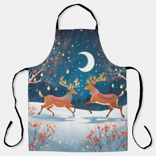 Night Reindeers Schort (Voorkant)