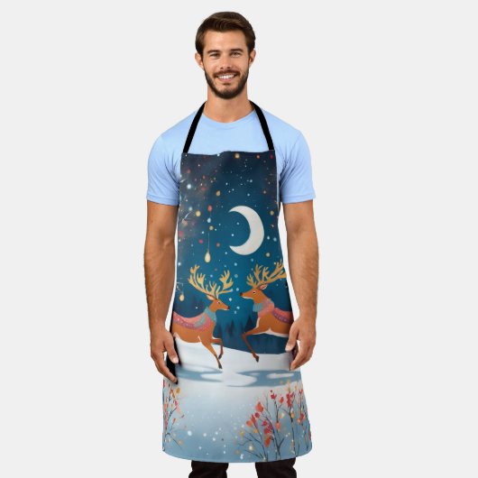 Night Reindeers Schort (Gedragen)