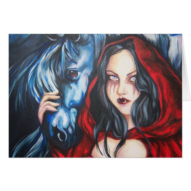 "Night Rider" Vampire Horse Fantasy Gothic Card (Voorkant Horizontaal)