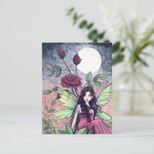 Night Roos Fairy Briefkaart (Staand voorkant)