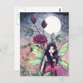Night Roos Fairy Briefkaart (Voorkant / Achterkant)