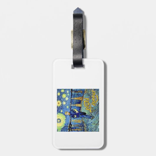 Night Runner Sterrennacht Bagagelabel (Achterkant verticaal)