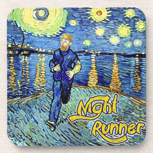 Night Runner Sterrennacht Bier Onderzetter (Voorkant)