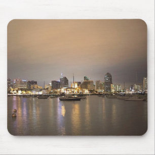 Night San Diego Sailboat Skyline Muismat