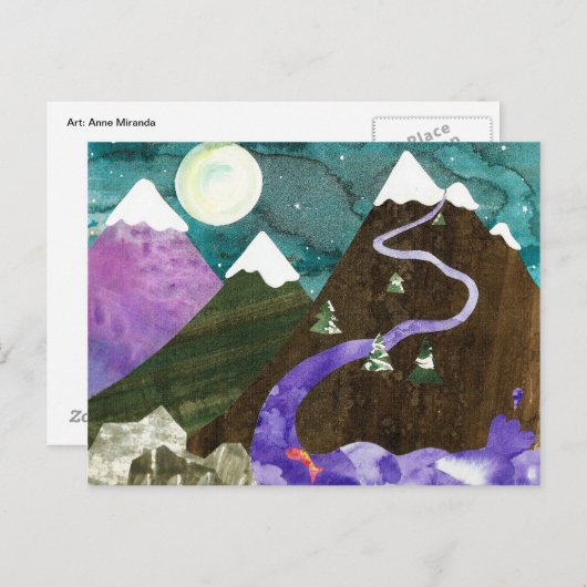 Night Sangen Mountains Briefkaart (Voorkant / Achterkant)