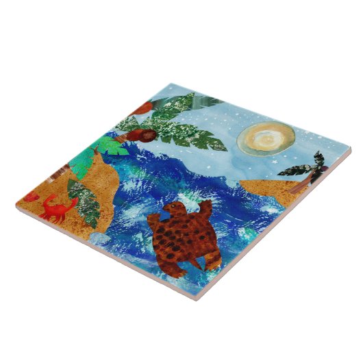 Night Sangen Turtle Island Ceramic Tegel Tegeltje (Zijkant)