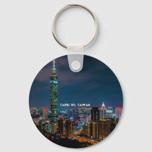 Night Scene of Taipei 101, Taiwan Travel Souvenir Sleutelhanger