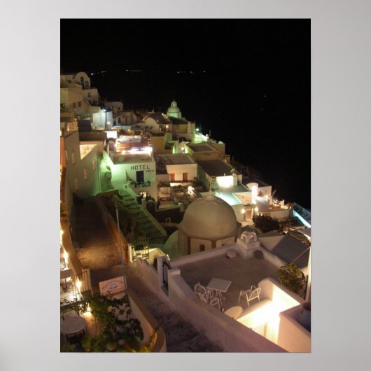 Night Scene Santorini Poster (Voorkant)