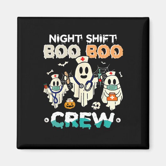 Night Shift Boo Crew Verpleegster Ghost Halloween Magneet (Voorkant)