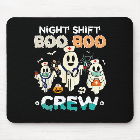 Night Shift Boo Crew Verpleegster Ghost Halloween  Muismat (Voorkant)