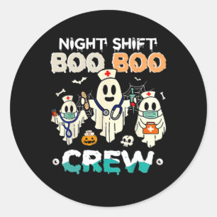 Night Shift Boo Crew Verpleegster Ghost Halloween  Ronde Sticker