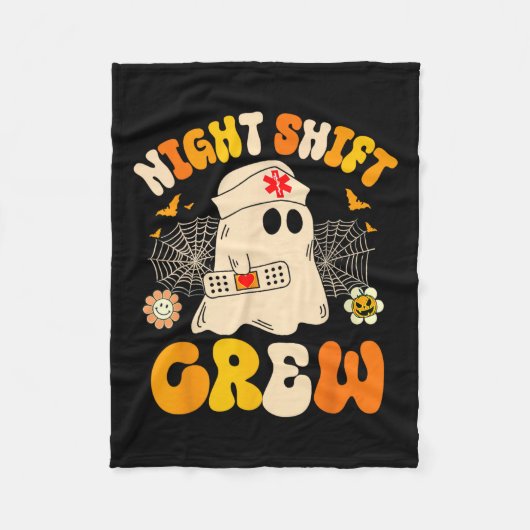 Night Shift Crew Ghost Halloween Nurse Grappig Fleece Deken (Voorkant)