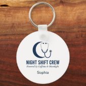 Night Shift Crew Nurse Stethoscope Moon Custom Sleutelhanger (Voorkant)