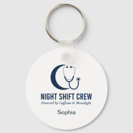 Night Shift Crewnurse Stethoscoop Maan Maatwerk Sleutelhanger