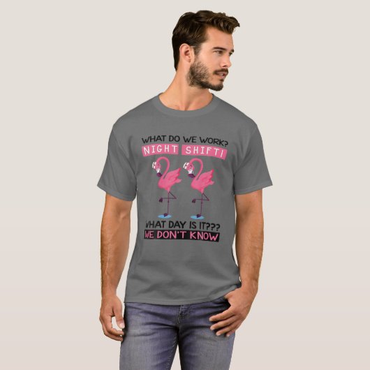 Night Shift Funny Flamingo Nurse RN LPN CNA Health T-shirt (Voorkant volledig)