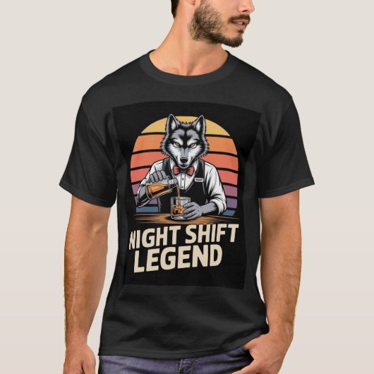 Night Shift Legend Wolf Bartender Shirt (Voorkant)