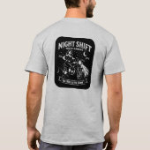 Night Shift Motorcycle Garage Pin Up Style T-Shirt (Achterkant)