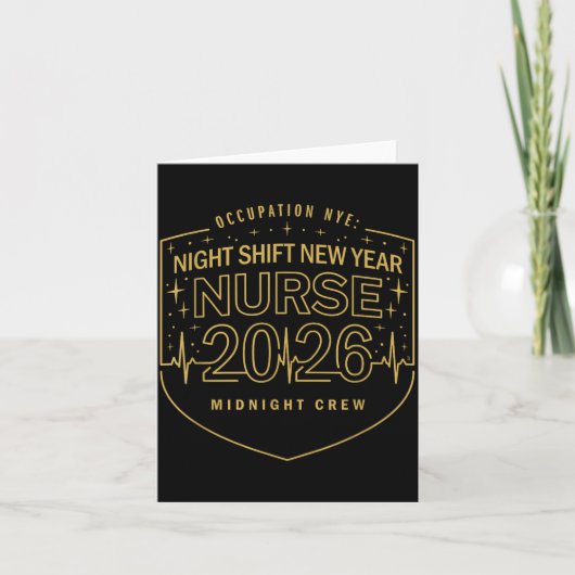 Night Shift New Year Nurse 2026 Midnight Crew Badg Kaart (Voorkant)