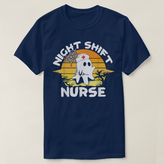 Night Shift Nurse, Boo Ghost Halloween Funny Healt T-shirt (Design voorkant)