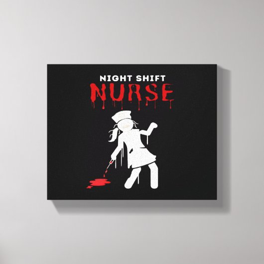 Night Shift Nurse Funny Halloween Classic T-shirt Canvas Afdruk (Voorkant)
