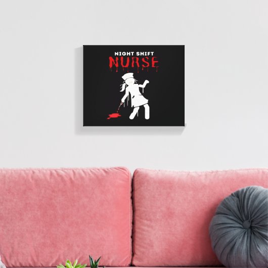 Night Shift Nurse Funny Halloween Classic T-shirt Canvas Afdruk (Insitu (Woonkamer))