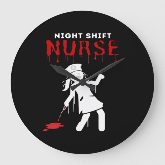 Night Shift Nurse Funny Halloween Classic T-shirt Grote Klok (Voorkant)