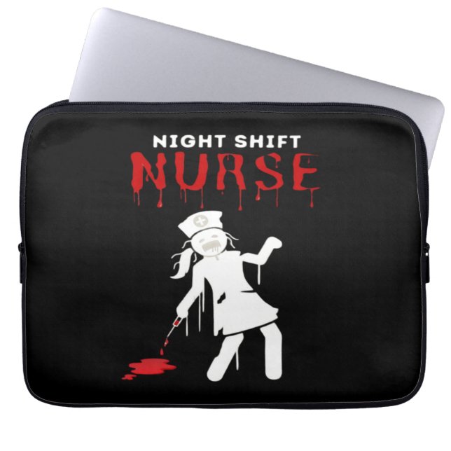 Night Shift Nurse Funny Halloween Classic T-shirt Laptop Sleeve (Voorkant)
