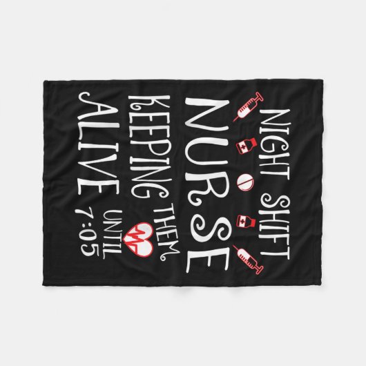 Night Shift Nurse Funny Nursing Hostal Funny Rn Qu Fleece Deken (Voorkant (Horizontaal))