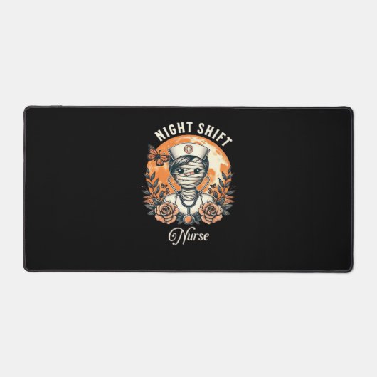 Night Shift Nurse Mummy Halloween Healthcare Flora Bureaumat (Voorkant)