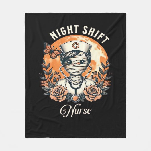 Night Shift Nurse Mummy Halloween Healthcare Flora Fleece Deken (Voorkant)