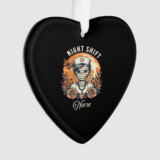 Night Shift Nurse Mummy Halloween Healthcare Flora Ornament (voorkant)