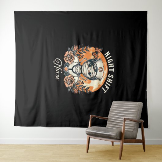 Night Shift Nurse Mummy Halloween Healthcare Flora Wandkleed (In Situ (horizontaal))