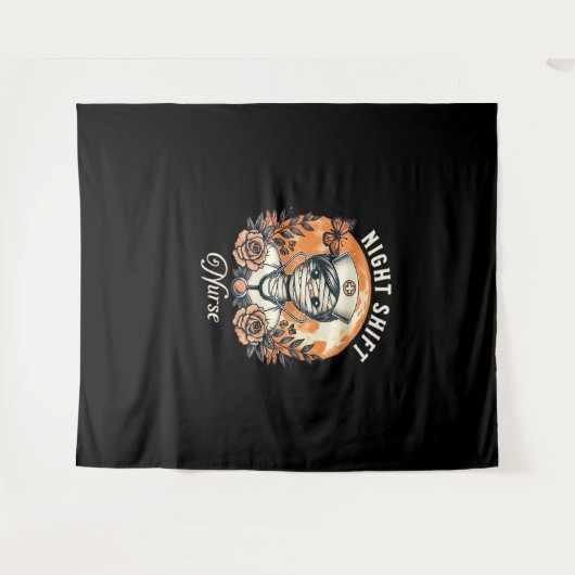 Night Shift Nurse Mummy Halloween Healthcare Flora Wandkleed (Voorkant (horizontaal))