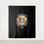 Night Shift Nurse Mummy Halloween Healthcare Flora Wandkleed (Voorkant)