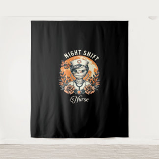 Night Shift Nurse Mummy Halloween Healthcare Flora Wandkleed
