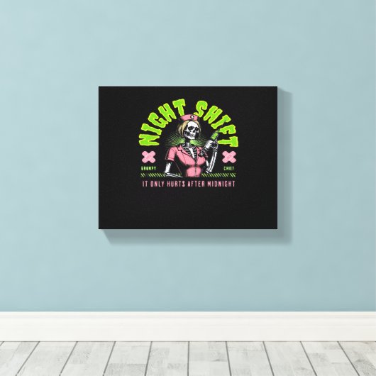 Night Shift Nurse - Nationale Nurse Week Gift Idee Canvas Afdruk (Insitu (Houten vloer))