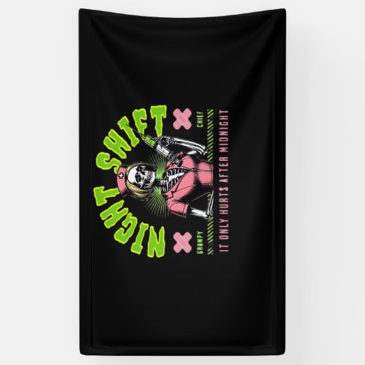 Night Shift Nurse - Nationale Nurse Week Gift Idee Spandoek (Verticaal)