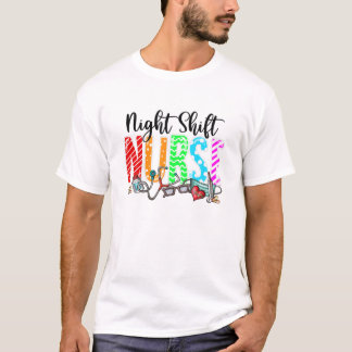 Night Shift Nurse Pset Red Love Heart Stethoscoop T-shirt
