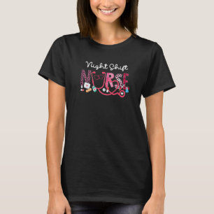 Night Shift Nurse Pset Red Love Heart Stethoscoop T-shirt